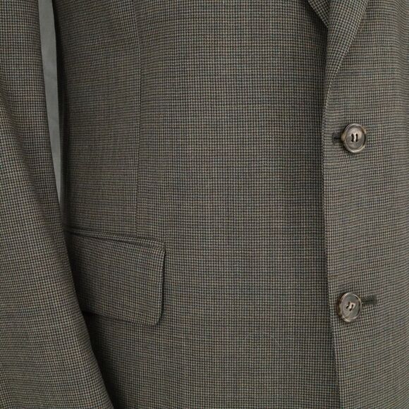 Jos A Bank Sport Coat Mens 42L Green Houndstooth Plaid Wool Jacket Blazer Lined - Picture 8 of 16